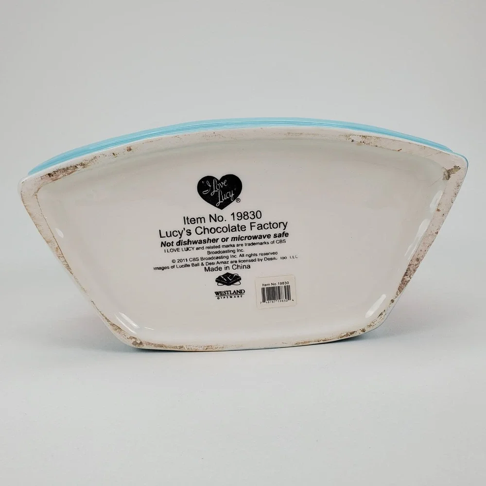 I Love Lucy Chocolate Factory Heart Ceramic Cookie Jar Westland Giftware 19830